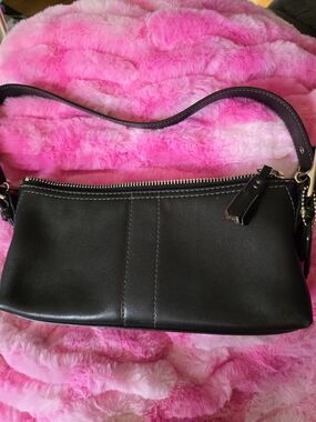 Coach Black Leather East/west Baguette